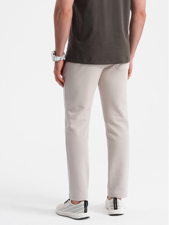 Ombre Ombre Spodnie dresowe OM-PABS-0206 Beżowy Regular Fit