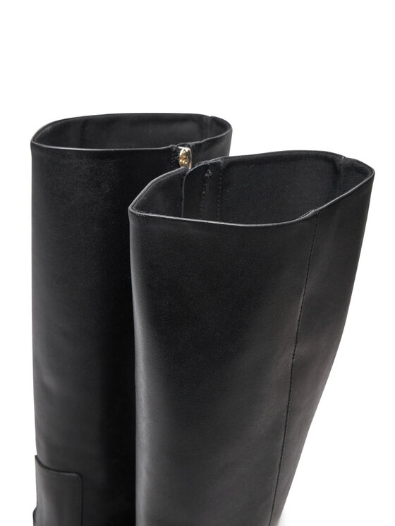 Tommy Hilfiger Tommy Hilfiger Zimske čizme Th Chain Leather Long Boot FW0FW08182 Crna