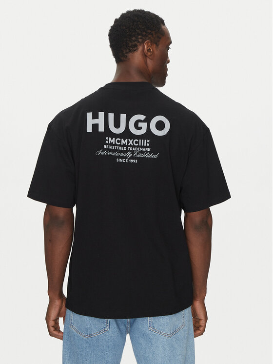 HUGO HUGO Marškinėliai Nalono 50509776 Juoda Loose Fit