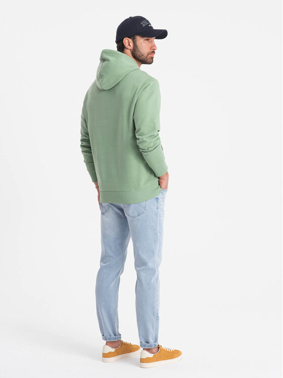 Ombre Ombre Mikina OM-SSBN-0177 Zelená Classic Fit