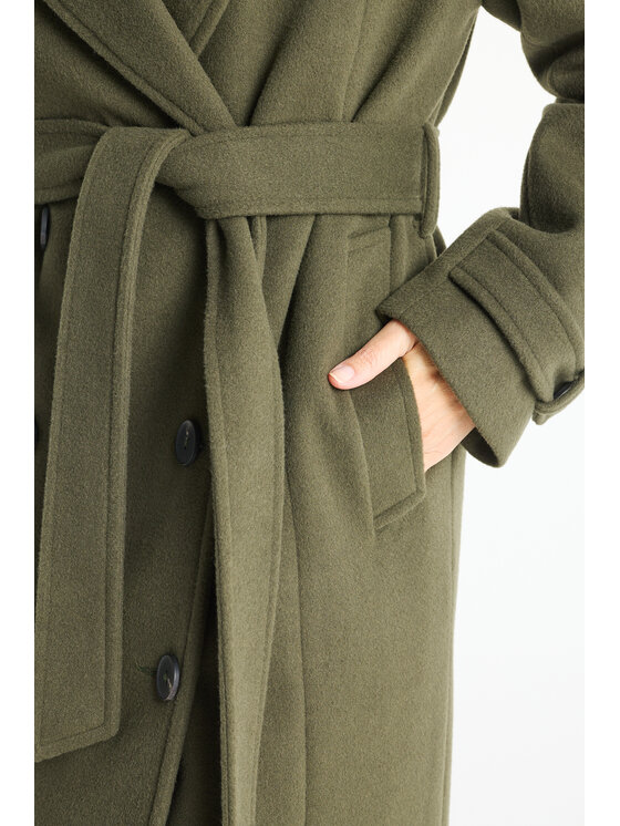 Salme Salme Płaszcz wełniany Malwina maxi Zielony Regular Fit
