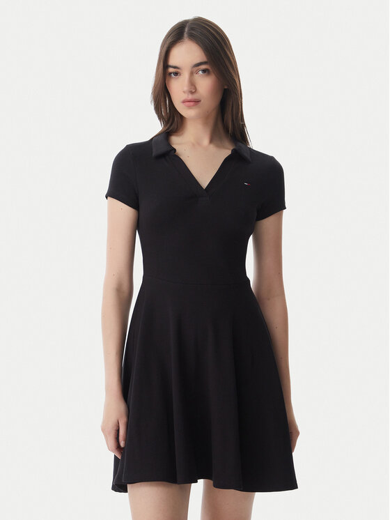 Tommy Jeans Hétköznapi ruha DW0DW22845 Fekete Slim Fit