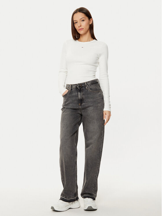Tommy Jeans Tommy Jeans Blúz Essential DW0DW17387 Ekru Slim Fit