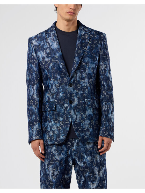 PHILIPP PLEIN PHILIPP PLEIN Marynarka 29059 Granatowy Regular Fit