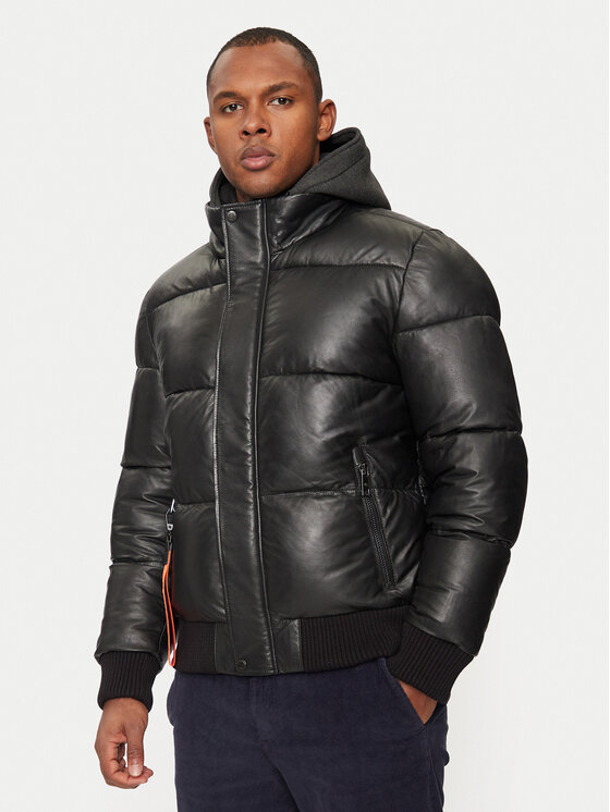 Milestone Milestone Geacă de piele Wesley 431040 21085 Negru Regular Fit