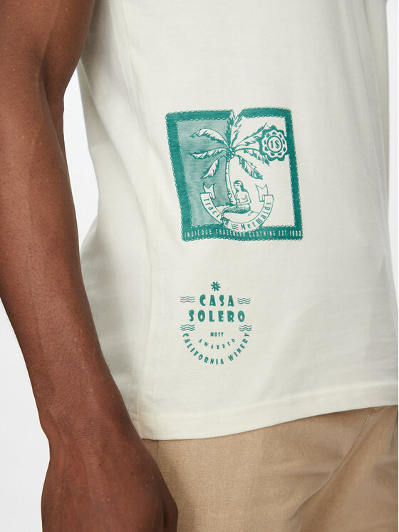INDICODE INDICODE T-Shirt Inflorallo 41-137 Εκρού Regular Fit