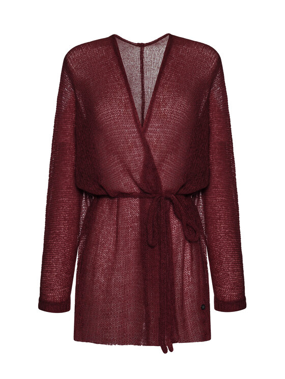YOU by Tokarska YOU by Tokarska Kardigan kimono alpaka Bordowy Regular Fit