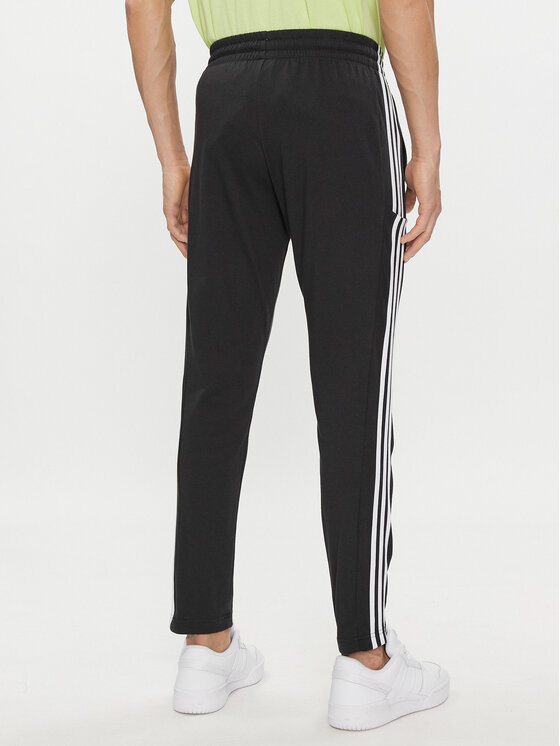 adidas Jogginghose Essentials Single Jersey Tapered Open Hem 3 Stripes Joggers IC0044 Schwarz Regular Fit Modivo