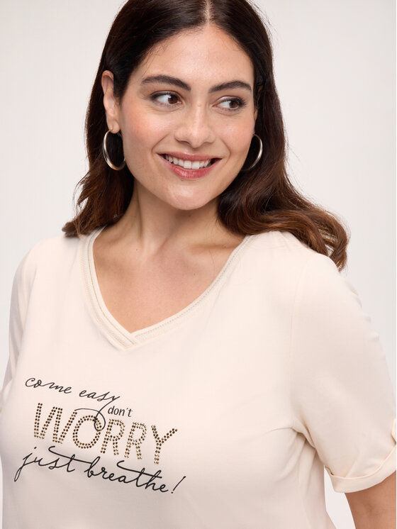 Fiorella Rubino Fiorella Rubino T-Shirt G00OL009618N011 Kremowy Regular Fit