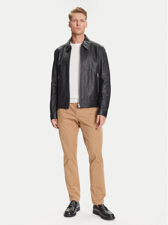 BOSS BOSS Geacă de piele H-Mapson4 50543214 Negru Regular Fit