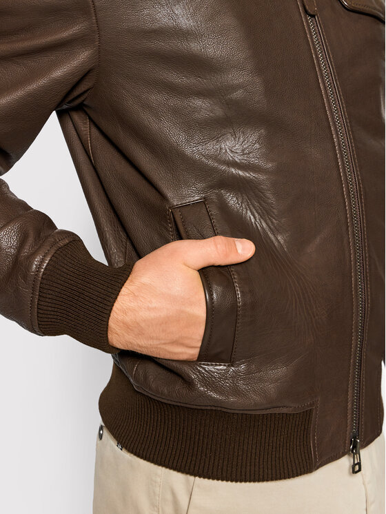 Blauer Blauer Lederjacke Capo Spalla 21WBLUL01206 006069 Braun Regular Fit