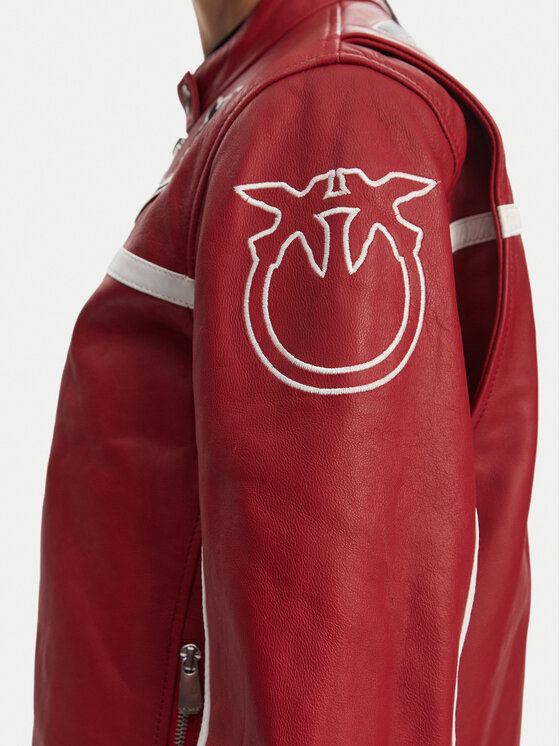 PINKO PINKO Usnjena jakna 105296 Bordo rdeča Regular Fit