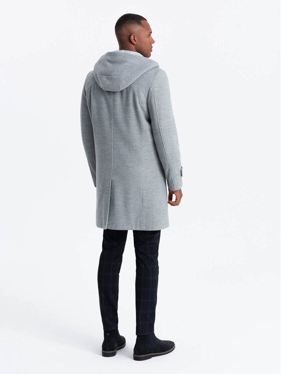 Ombre Ombre Kabát OM-COWC-22FW-005 Šedá Regular Fit