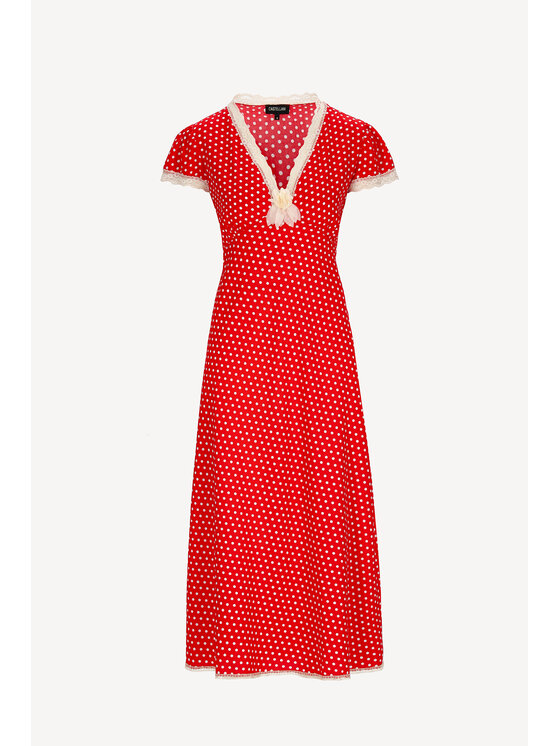 Castellani Castellani Sukienka codzienna Polka Czerwony Regular Fit