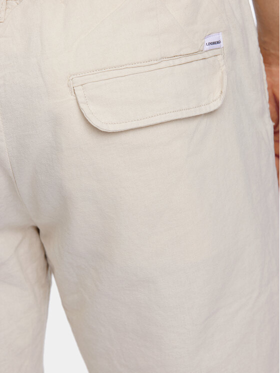 Lindbergh Lindbergh Šortky z materiálu 30-508003 Béžová Relaxed Fit