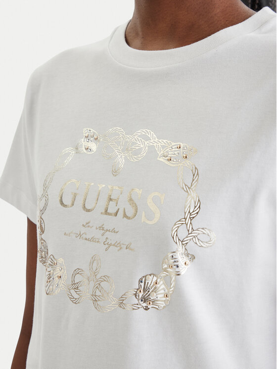 Guess Guess Tricou E6GI00 I3Z14 Alb Regular Fit