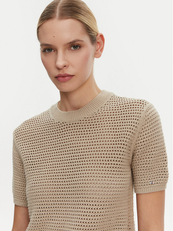 Tommy Hilfiger Tommy Hilfiger Sveter Pointelle WW0WW45950 Béžová Regular Fit