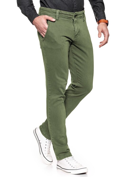 Mustang Mustang Chinosy 5P CHINO Zielony Regular Fit