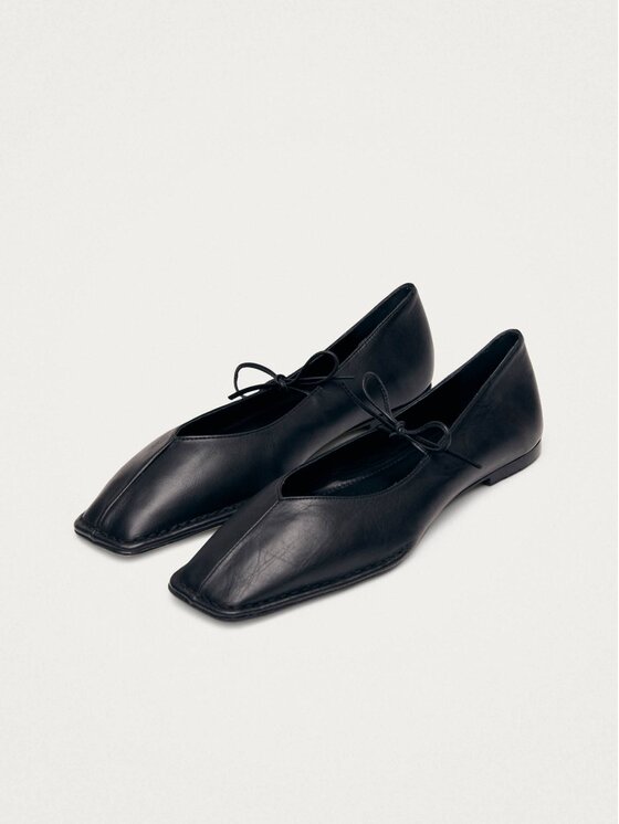 ALOHAS ALOHAS Balerinke Sway Black Leather Ballet Flats Crna