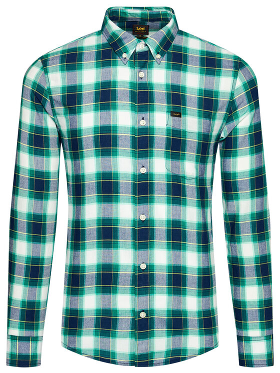 Lee Lee Camicia L880KSQD 112123228 Verde Regular Fit