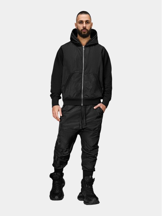 MADE BY SOCIETY MADE BY SOCIETY Kurtka anorak Hanorac cu fermoar - H15970 Czarny Basic Fit