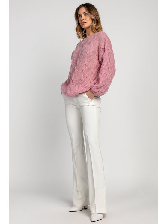 Fobya Fobya Sweter F1995 Różowy Basic Fit
