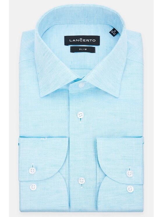 Lancerto Lancerto Koszula Farrah KO051223000009 Turkusowy Slim Fit