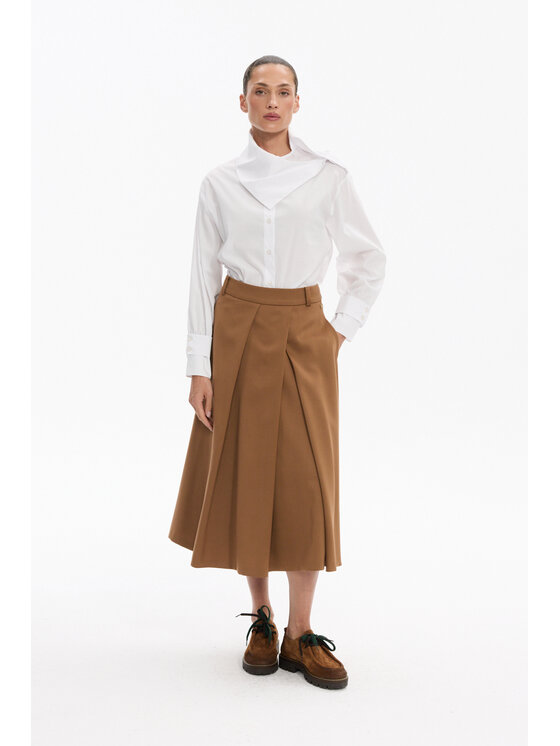Deni Cler Milano Deni Cler Milano Spódnica midi W-DC-7052-F5-C2-18-1 Brązowy A-Line Fit
