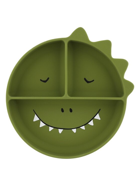 Trixie Baby Trixie Baby Talerz Silikonowy Talerz Trójdzielny z Przyssawką - Dinozaur Zielony
