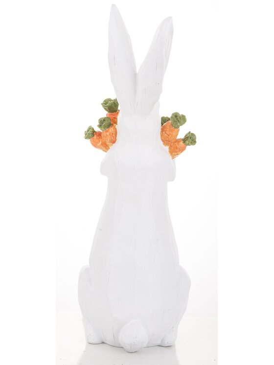 MIAhome MIAhome Figurka króliczek z marchewkami 43x15x24 cm Biały