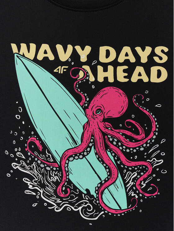 4F 4F T-Shirt WAVE RIDERS CLUB Czarny Loose Fit