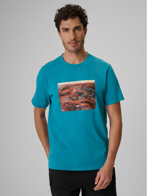 4F 4F T-Shirt LIMITLESS DESERT Turkusowy Regular Fit