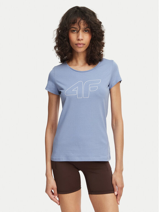4F 4F Tričko 4FAW23TTSHF0907 Fialová Slim Fit