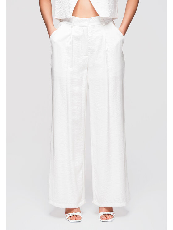 Ombre Ombre Spodnie materiałowe OW-PA-E0002 Biały Relaxed Fit