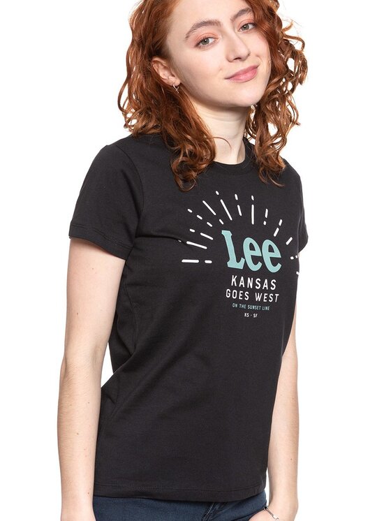 Lee Lee T-Shirt SEASONAL LOGO TEE Czarny Slim Fit