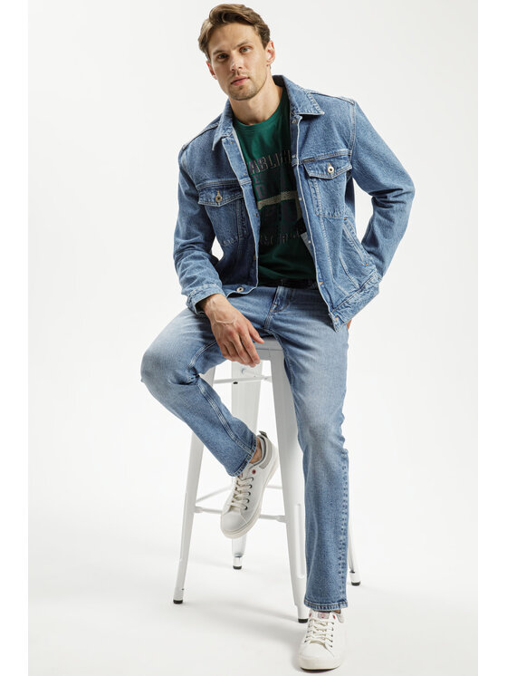 Cross Jeans Cross Jeans T-Shirt 16021-027 Zielony Regular Fit