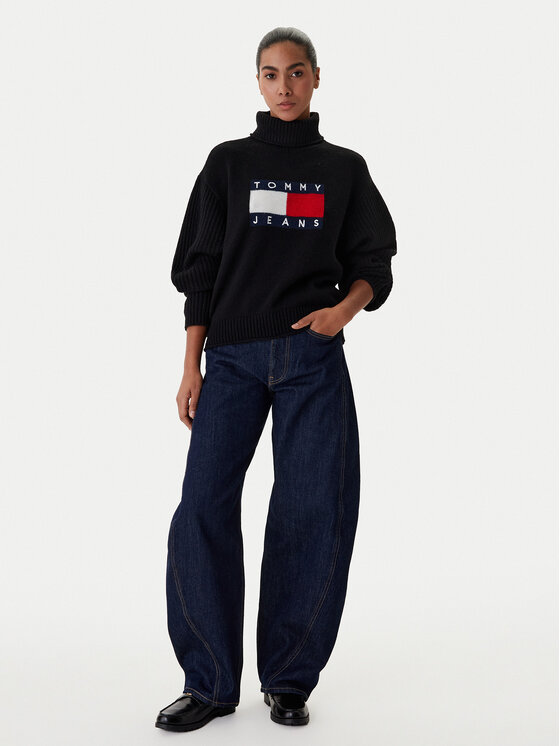 Tommy Jeans Tommy Jeans Golfas Flag DW0DW22108 Juoda Relaxed Fit