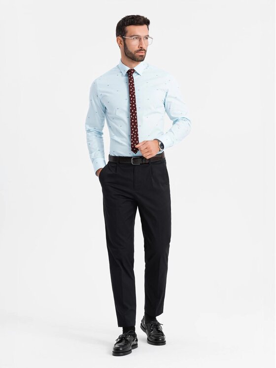 Ombre Ombre Košile OM-SHCS-0156 Světle modrá Regular Fit