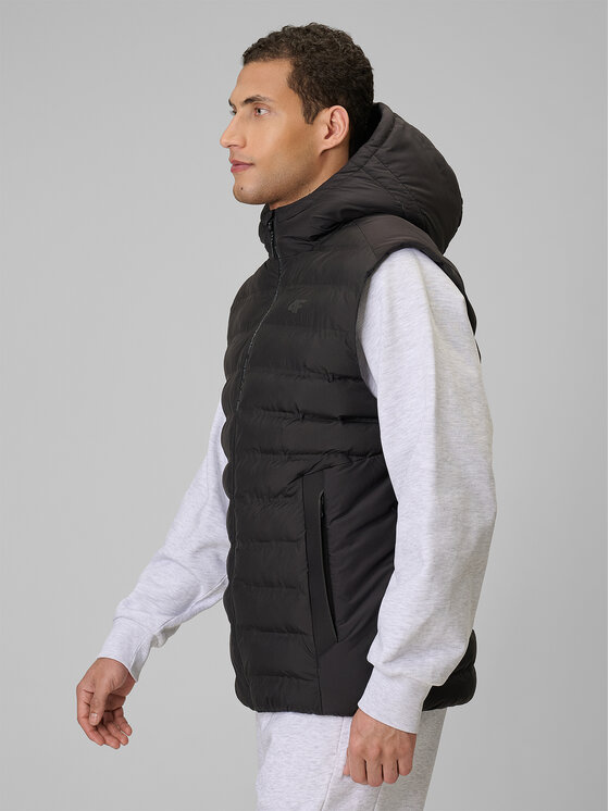 4F 4F Kamizelka MIDSHOP TEXTILE Czarny Regular Fit