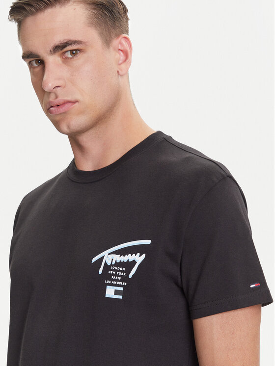Tommy Jeans Tommy Jeans Tricou Signature City DM0DM21934 Negru Regular Fit