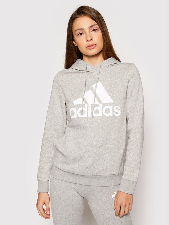 adidas Loungewear Essentials Logo Fleece Hoodie Grey in Medium Grey  Heather/white | THE YES