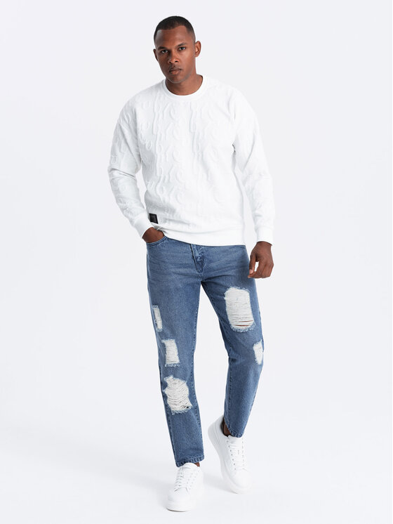 Ombre Ombre Jeansy OM-PADP-0175 Modrá Tapered Fit