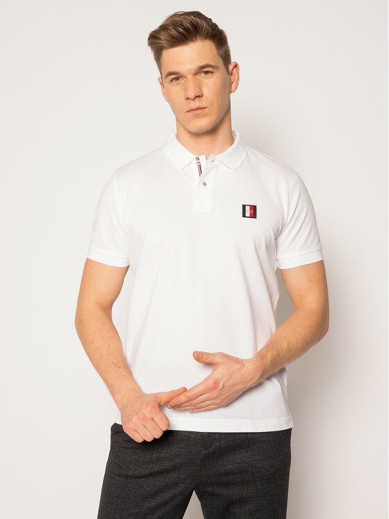 Tommy Hilfiger Tommy Hilfiger Polo marškinėliai Icon Mini Badge MW0MW13077 Balta Regular Fit