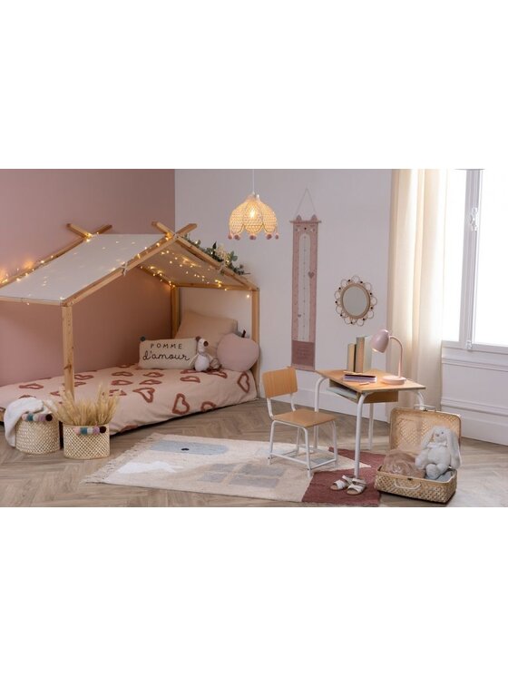 MIAhome MIAhome Lampa wisząca bambusowa z pomponami Marone Beżowy