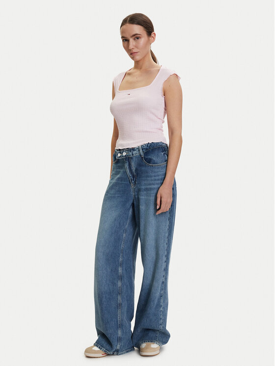 Tommy Jeans Tommy Jeans Top DW0DW22220 Svetloružová Slim Fit