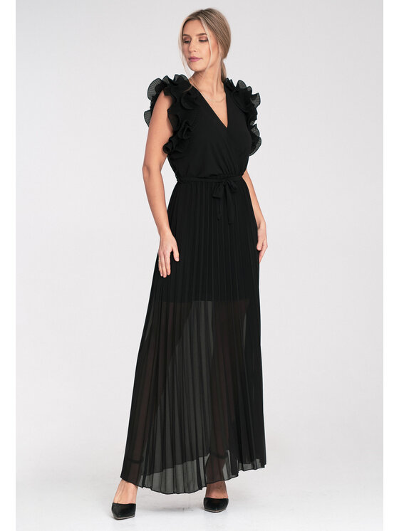 FIGL FIGL Večerní šaty M1104 Černá Straight Fit