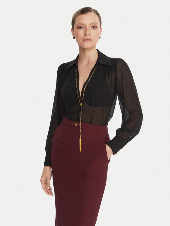 Elisabetta Franchi Bluzka CA-133-57E2-V400 Czarny Regular Fit