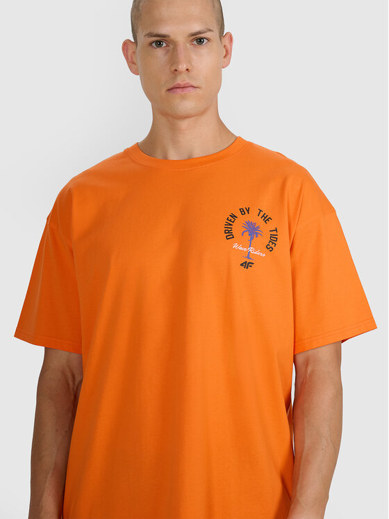 4F 4F T-Shirt FOB SUMMER Pomarańczowy Oversize
