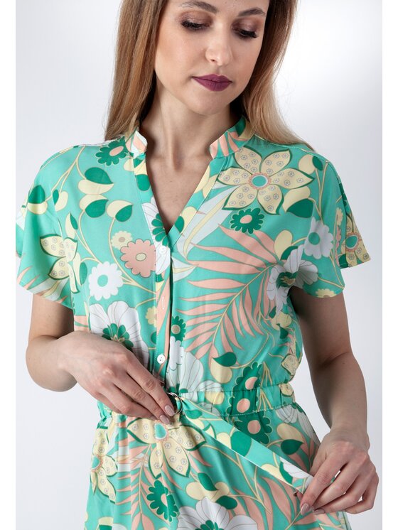 Perso Perso Sukienka codzienna RBE222768F Zielony Regular Fit