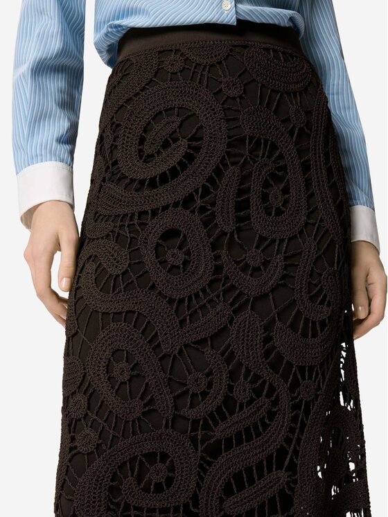 PINKO PINKO Spódnica midi MAESTRALE GONNA CROCHET GEOMET Brązowy Regular Fit